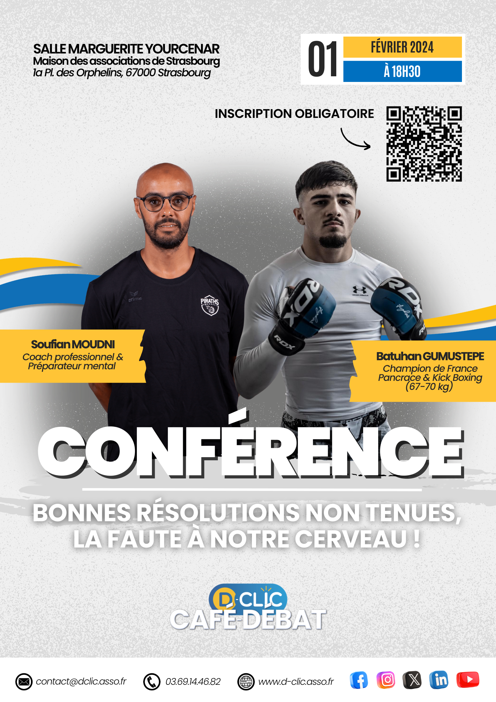 Affiche Conférence Association D-Clic - Bonnes résolutions non tenues, la faute à notre cerveau !